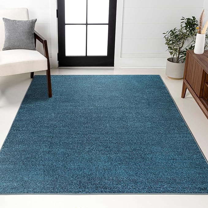 JONATHAN Y Haze Solid Low-Pile Turquoise Indoor Area Rug 9x12, Coastal,Bohemian,Minimalist,Classic, Easy-Cleaning for Living Room,Bedroom,Kitchen,Pet Friendly,Non-Shedding (SEU100H-9)
