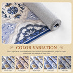 EnHomee Area Rugs 5x7, Soft Washable Rugs for Living Room Bedroom, Boho Non Slip Low Pile Stain Resistant Washable Rug Large Carpet for Dining Room,Easy to Clean Living Room Rug, Blue