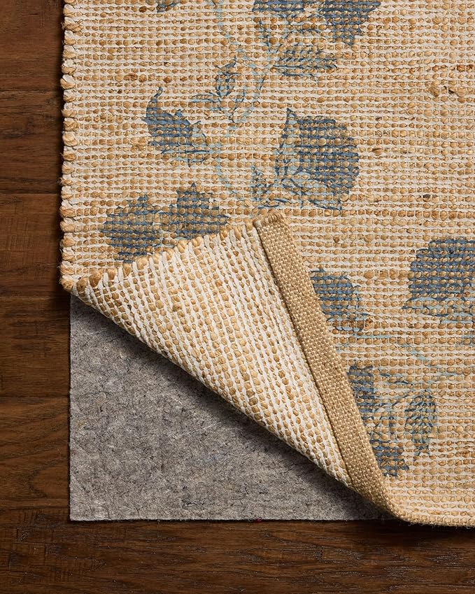 Loloi Chris Loves Julia Rue Collection RUE-05 Natural/Denim 2'-3" x 3'-9" Accent Rug Jute Neutral Floral Living Room Bedroom Rug