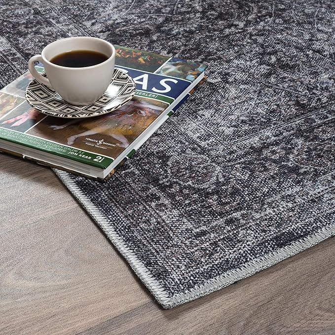 Fame Rugs Turkish Rug. Washable Vintage Oriental Antique Inspired Traditional Doormat Small Modern Area Rugs Luxury Entryway Entry Bedroom Bathroom Kitchen (396NN, 2'5 x 6'9)