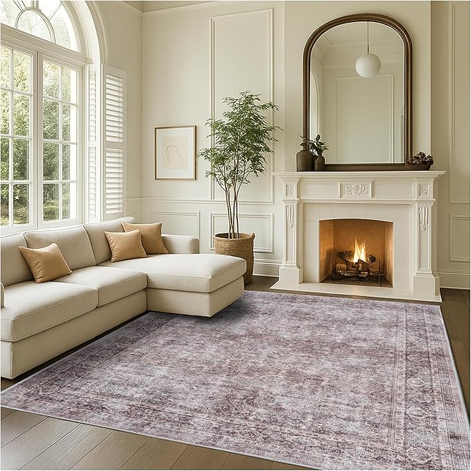Turkish Rug. Washable Vintage Oriental Antique Inspired Traditional Doormat Small Modern Area Rugs Luxury Entryway Entry Bedroom Bathroom Kitchen (397CB, 2'5 x 6'9)