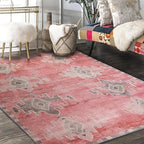 Fame Rugs Turkish Rug. Washable Vintage Oriental Antique Inspired Traditional Doormat Small Modern Area Rugs Luxury Entryway Entry Bedroom Bathroom Kitchen (379PP, 2'5 x 6'9)