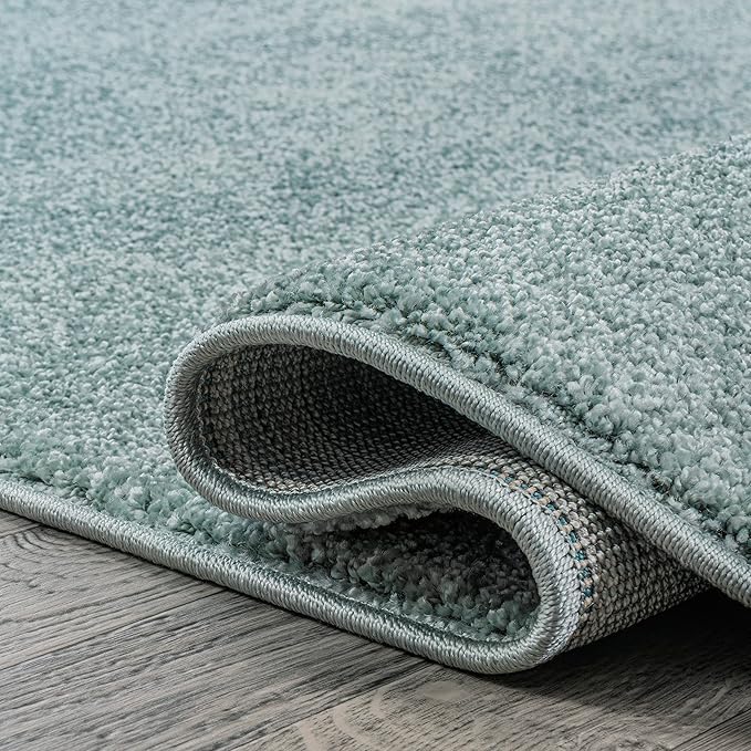 Eyely UES100S-6OV Supersoft Haze Solid Low-Pile Indoor Area Rug, Coastal, Bohemian, Minimalist, Classic, Casual for Bedroom,Kitchen,Living Room,Non Shedding,Easy-Washing, Blue, 6 X 9 Oval