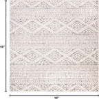 SAFAVIEH Tulum Collection Area Rug - 4' Square, Ivory & Grey, Moroccan Boho Tribal Design, Non-Shedding & Easy to Clean, Ideal for Living Room, Bedroom, Dining Space (TUL272A)