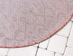 Unique Loom Outdoor Trellis Collection Area Rug - Tribal Trellis (7' 10" Round, Rust Red/ Ivory)