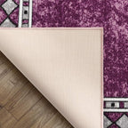 Antep Rugs Alfombras Modern Bordered 5x7 Non-Skid (Non-Slip) Low Profile Pile Rubber Backing Indoor Area Rugs (Purple, 5' x 7')