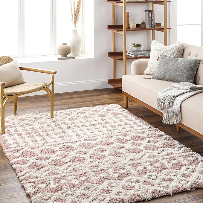 Livabliss Hapsburg Moroccan Shag Area Rug,6'7" x 9'6",Dusty Pink