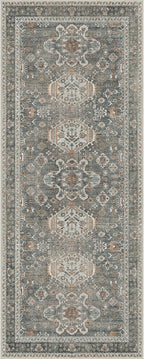 Bavni Washable Runner Rug 2x5, Non Slip Vintage Hallway Runner, Ultra Thin Low Pile Washable Carpet for Kitchen Entryway Bedroom, Grey