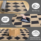 Checkered Easy Jute Runner Rug,2x6 Kitchen Runner Rugs for Hallway Non Slip Washable Checkered Indoor Outdoor Carpet for Laundry Room Bedroom Entry 6ft