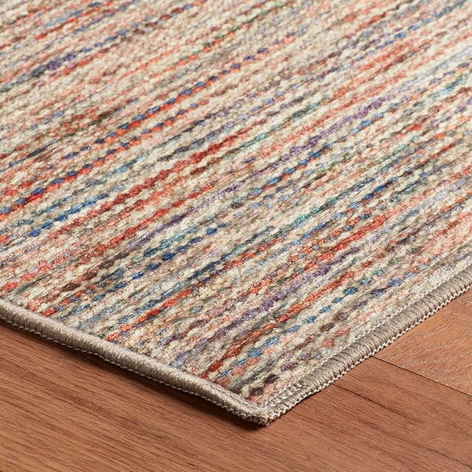 Dash & Albert Clay Multi Machine Washable Rug, 3 X 5 Feet, Multi Stripe Pattern