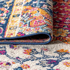 JONATHAN Y Boho Vintage Blue/Multi 9' Round Area Rug, Bohemian Flair Medallion, Floral Easy-Cleaning High Traffic for Living Room, Bedroom, Kitchen, Pet-Friendly, Non Shedding (BMF106A-9R)