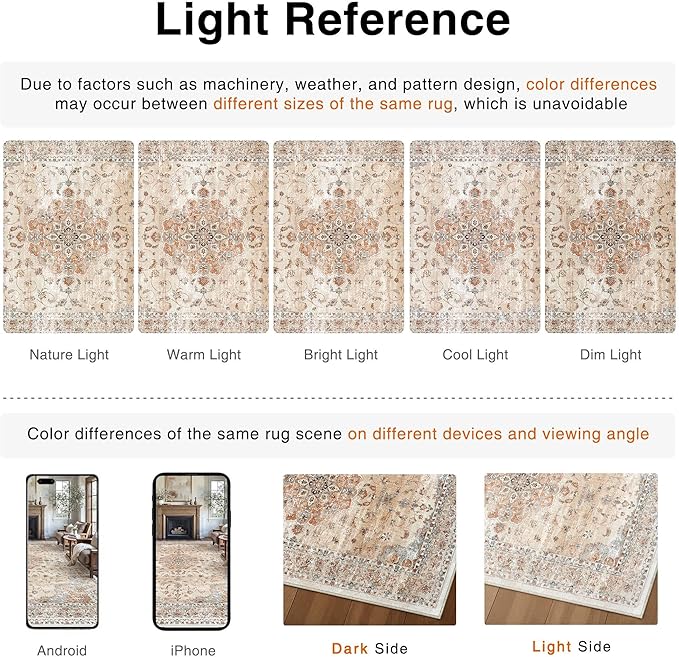 HUGEAR Machine Washable Hallway Runner Rugs 2x6 Vintage Orange Neutral Style Non Slip Stain Resistant Low Pile Throw Carpet for Bedroom Kitchen Retro Aesthetic Modern Decor