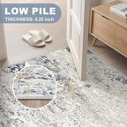 Area Rug Living Room Rugs - 5x7 Abstract Large Soft Indoor Washable Rug Neutral Modern Low Pile Carpet for Bedroom Dining Room Farmhouse Home Office - Beige Blue