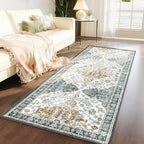 Boho Mandala Pattern 2x6ft Runner Rug Non Slip Washable Kitchen Runner Rug with Rubber Backing，Low-Pile Soft Washable Runner Rugs for Hallway Entryway Kitchen Bedroom Living Room Bathroom