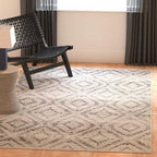 SAFAVIEH Adirondack Collection Area Rug - 3' Square, Light Grey & Grey, Modern Diamond Distressed Design, Non-Shedding & Easy Care, Ideal for High Traffic Areas in Living Room, Bedroom (ADR131C)