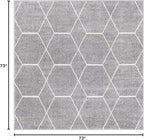 Unique Loom Trellis Frieze Collection Area Rug - Geometric (6' Square, Light Gray/ Ivory)
