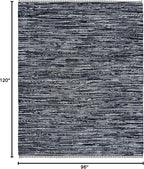 SAFAVIEH Rag Rug Collection Area Rug - 8' x 10', Black, Handmade Boho Stripe Cotton, Ideal for High Traffic Areas in Living Room, Bedroom (RAR121Z)