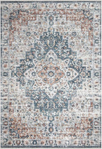Bloom Rugs Caria Washable Non-Slip 5x7 Rug - Terracotta/Teal Traditional Area Rug for Living Room, Bedroom, Dining Room, and Kitchen - Exact Size: 5' x 7'