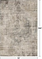 6x9 Brown Vintage Rug for Dining Room Under Kitchen Table, Modern Abstract Taupe Earthy Living Room Rug, Washable Non Slip Foldable High Traffic Area Carpet