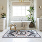 Fame Living Washable Area Rug. Modern Farmhouse. Vintage. Turkish. Bohemian. Distressed. Oriental. Traditional. Rugs for Living Room. Dining. Bedroom. Office. Entryway. Foyer. (856BlckGry, 9'5" x 14')