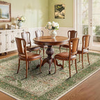 6x9 Floral Washable Area Rug for Living Room, Vintage Boho Rugs for Bedroom Dining Room, Botanical Birds Non Slip Low Pile Forest Throw Carpet for Farmhouse Office, Retro Pink/Green