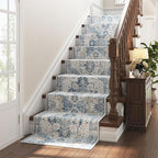 jinchan Kelda Runner Rug 3x7 Vintage Hallway Rug Kitchen Washable Runner Retro Floor Cover Lightweight Non-Slip Low Pile Thin Distressed Carpet for Entryway Bathroom Laundry Room Bedroom Stairway Blue