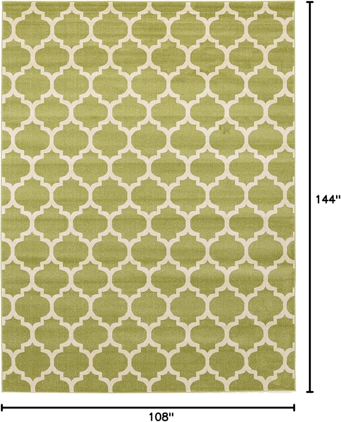 Rugs.com Lattice Collection Rug – 9' x 12' Light Green Medium Rug Perfect for Living Rooms, Large Dining Rooms, Open Floorplans