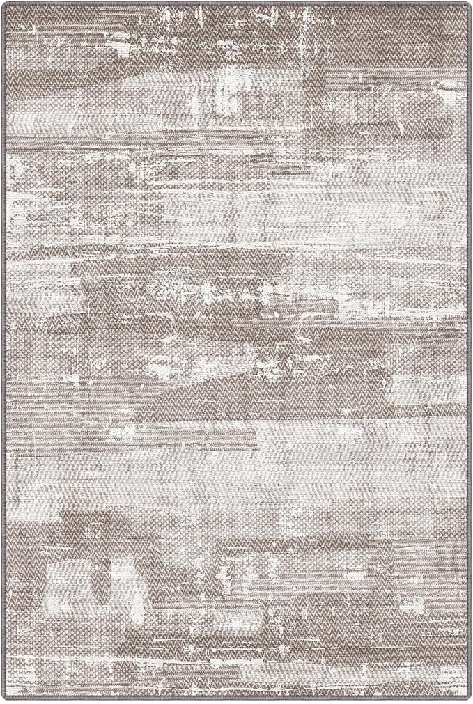 LUMI Washable Area Rug 5x8 for Living Room, Ultra Soft Stain Resistant Carpet with Non Slip Rubber Backing, Non-Shedding Low Pile Rugs for Bedroom, Dining Room, Indoor, Office
