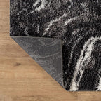 Rugshop Abstract Marble Shag Area Rug Anthracite Dark Gray 2' x 3' Ideal for Entryways, Kitchens, or Small Spaces