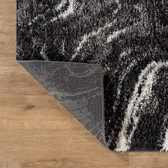 Rugshop Abstract Marble Shag Area Rug Anthracite Dark Gray 7' 10" x 10' Perfect for Large Living Rooms, Dining Areas, or Master Bedrooms