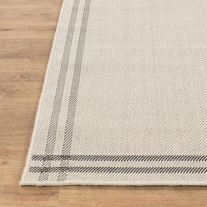 Easy Jute Rugs 9x12 Bordered Bone Color Living Room Indoor Outdoor Area Rug for Patio and Kitchen Rug High Traffic Washable Easy to Clean Solid Boho Woven Design Outside Carpet (9 x 12)
