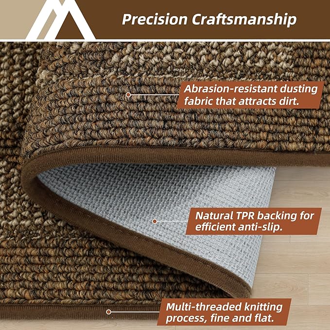 COSY HOMEER Non-Slip Door Mat 36"x60", Entryway Rugs Low Profile Absorbent Dirt Trapper Doormat for Front Entrance, Washable Polypropylene Entry Mat (Brown)
