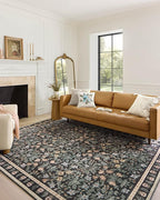 Loloi Rifle Paper Co. Eden Collection EDE-02 Mughal Garden Black 5'-0" x 7'-6" Area Rug feat. CloudPile™