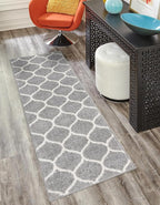Rugs.com Lattice Frieze Collection Rug – 2' x 8' 8 Runner Light Gray Medium Rug Perfect for Living Rooms, Large Dining Rooms, Open Floorplans