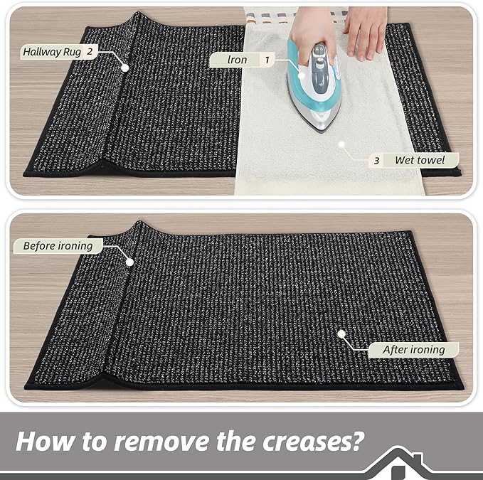 BEQHAUSE 2x3 Entryway Rug Indoor Door Mat Non-Slip Washable, Hallway Rugs Absorbent & Stain Resistant Hall Carpet Runner Rugs for Entryway, Front Door Floor Mats Laundry Room Rugs for Entry, Black