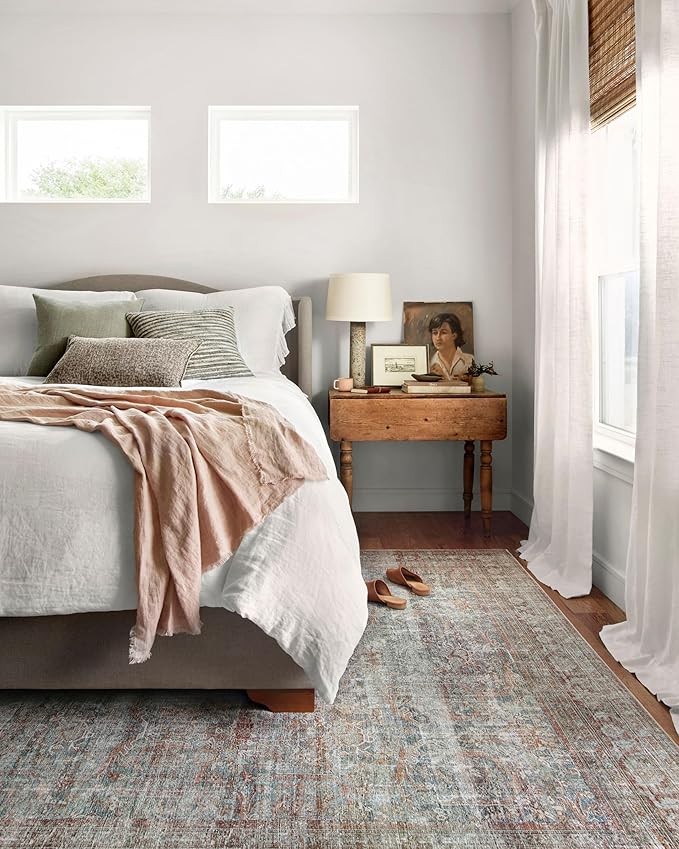 Loloi Chris Loves Julia Jules Collection JUL-05 Lagoon/Brick 2'-6'' x 9'-6'', .13" Pile Height, Runner Rug