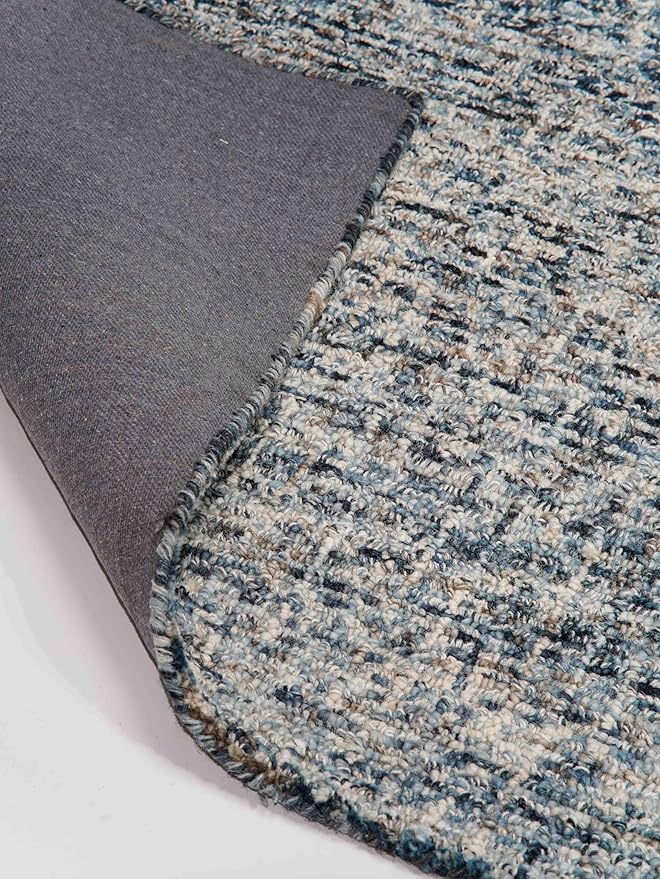 Rugsotic Carpets Hand Tufted Wool ECO-Friendly Area Rugs - 5'x8', Rectangle Shape, Dark & Blue, Solid Plain Design, High Pile Handmade Anti Skid Area Rugs for Living Room, Bed Room (KWC111)