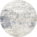 4ft Round Area Rug Living Room Rugs - 4x4 Washable Large Soft Indoor Neutral Modern Abstract Low Pile Rug Carpet for Bedroom Dining Room Farmhouse Home Office - Beige Blue