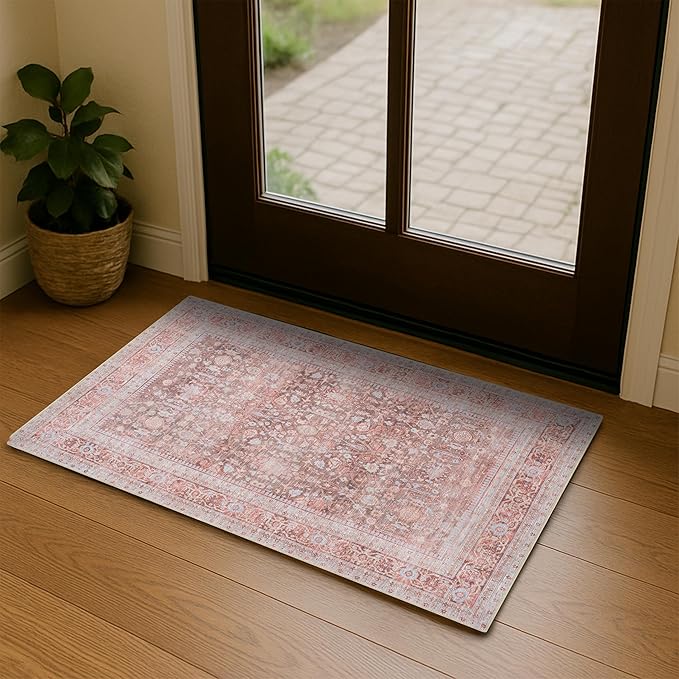 Fame Living Washable Area Rug. Modern Farmhouse. Vintage. Turkish. Bohemian. Distressed. Oriental. Traditional. Rugs for Living Room. Dining. Bedroom. Office. Entryway. Foyer. (860TT, 2' x 3')