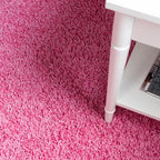 Unique Loom Solid Shag Collection Area Rug (4' 1" Round, Taffy Pink)
