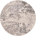 Rugs.com Leipzig Collection Rug – 4 Ft Round Gray Low-Pile Rug Perfect for Kitchens, Dining Rooms