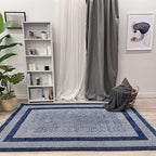 Alfa Rich 3x5 Navy Blue Washable Area Rugs for Living Room Bedroom Kitchen Dining Cotton Runner