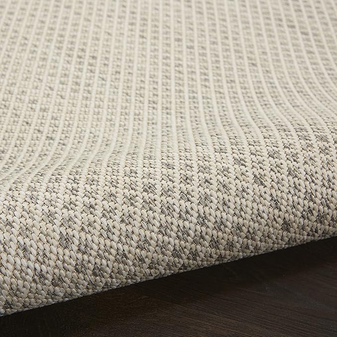 Nourison Home Courtyard Ivory Silver 2' x 6' Area Rug - Easy Clean, Non Shedding, Bed Room, Living Room, Dining Room, Kitchen (6' Runner)