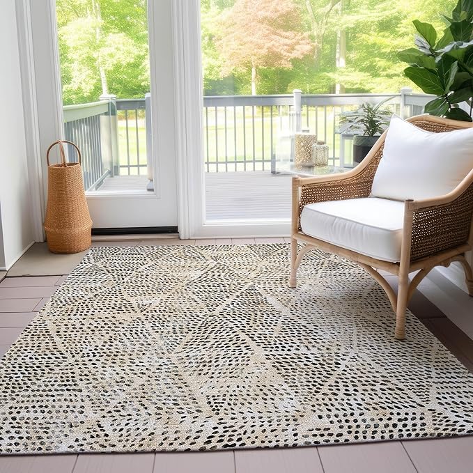Addison Rugs Chantille ACN591 Beige 3' x 5' Indoor Outdoor Area Rug, Easy Clean, Machine Washable, Non Shedding, Bedroom, Living Room, Dining Room, Kitchen, Patio Rug