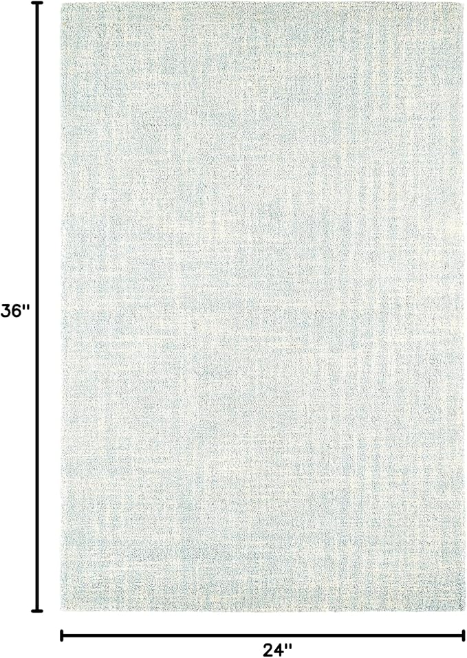 Dash and Albert Crosshatch Wool Area Rug - 2' x 3' Sky Blue Solid Hand Micro Hooked Accent Rug - Durable, High Traffic Areas Bedroom, Hallway, Stairs - Premium Luxury Hotel Quality Soft Breathable