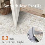 3x8 Washable Vintage Runner Rug for Living Room Bedroom Beige Grey Soft Tranditional Non Slip Runner Rug Lightweight Floral Low Pile Distressed Carpet Hallway Kitchen Bedroom Office