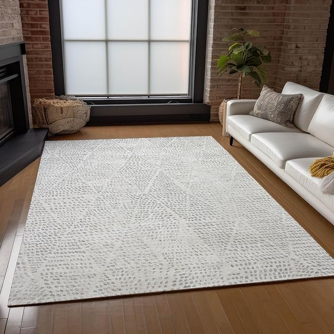 Addison Rugs Chantille ACN591 Silver 10' x 14' Indoor Outdoor Area Rug, Easy Clean, Machine Washable, Non Shedding, Bedroom, Living Room, Dining Room, Kitchen, Patio Rug