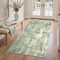 GENIMO 3x5 Rug for Entryway Washable Area Rug, Modern Abstract Small Rugs for Entrance Living Room, Bedroom Beside Rugs, Non-Slip Low Pile Lightweight Soft Carpet, Light Green