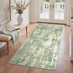 GENIMO 3x5 Rug for Entryway Washable Area Rug, Modern Abstract Small Rugs for Entrance Living Room, Bedroom Beside Rugs, Non-Slip Low Pile Lightweight Soft Carpet, Light Green