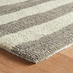 Dash & Albert Silas Stripe Grey Hand Micro Hooked Wool Rug, 7.5 X 9.5 Feet, Grey Stripe Pattern - Premium Luxury Hotel Quality Soft Breathable Hypoallergenic Machine Washable Easy Care All Season